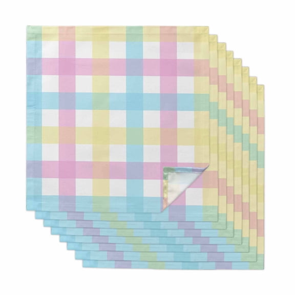 Easter Plaid Cloth Napkins, Spring Buffalo Plaid Simple Colorful Washable and Reusable Dinner Napkins Set of 8, Table Napkin for Kitchen Party Birthday Wedding Hotel Housewarming 20"x20"