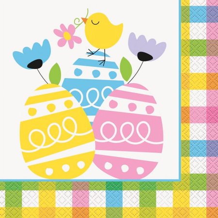 Easter Plaid Lunch Paper Napkins 20 ct Chick Egg