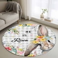 thumbnail image 1 of Easter Plaid Round Area Rug 3.3Ft Washable Circle Rugs for Dining Room Table, Spring Watercolor Bunny Flower Grey Checkered Non-Slip Carpet Floor Mats Indoor Outdoor Carpet Runner Home Decor, 1 of 8