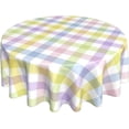 thumbnail image 1 of Easter Plaid Round Tablecloth 60 Inch,Spring Coloring Checkered Table Cloth,Wrinkle Stain Waterproof Holiday Table Covers,Rustic Rainbow Small Fabric Farmhouse Tablecloths for Party Picnic, 1 of 6