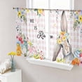 thumbnail image 1 of Easter Plaid Sheer Curtains 54 Inch Length 2 Panels Set Window Treatments, Spring Watercolor Bunny Flower Pink Checkered Rod Pocket Semi Curtains for Living Room/Bedroom/Kitchen Décor, 104"W x 54"L, 1 of 7