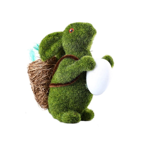 Easter Plastic Bunny Statue Figurine Green Imitation Moss Rabbit Sculpture for Easter Festival Garden Yard Home Party Ornament Decoration