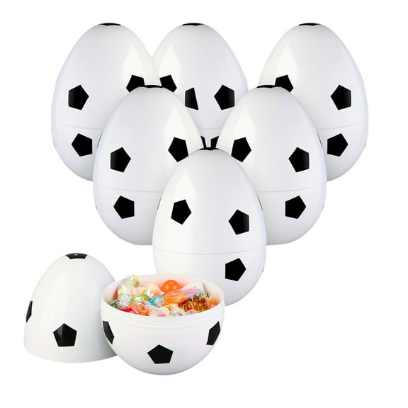 Easter Plastic Eggs, Fillable Empty Sports Balls Theme Eggs, for Birthday Party Supplies Treats Candy Basket (Soccer)