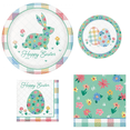 thumbnail image 1 of Easter Plates and Napkins Service for 8 Plus Happy Easter Cottage Plaid Designs Dinner Plates Luncheon Napkins Beverage Napkins Dessert or Appetizer Plates Disposable Tableware Set by Clear Above, 1 of 8