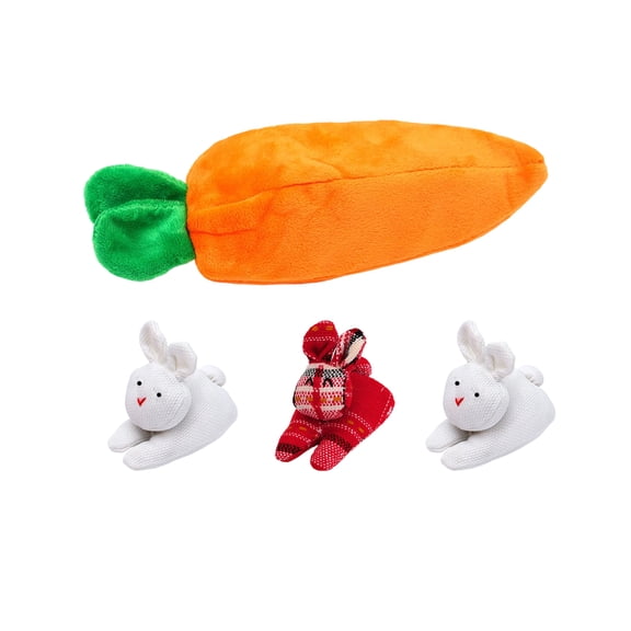 Easter Plush Bunnies and Carrot Coin Purse Soft Plush Toys Cute Bunny Change Pouch for Kids Girls Easter Basket Stuffer Holiday Gift Pack of 4