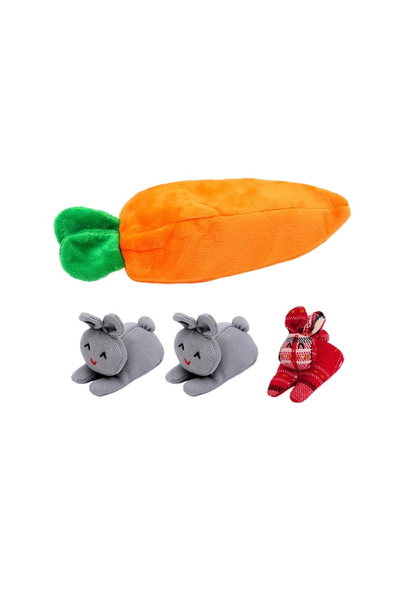 Easter Plush Bunnies and Carrot Purse Cute Plush Coin Pouch Bunny Stuffed Toys for Kids Girls Easter Basket Stuffer Holiday Gift 4 Piece Set