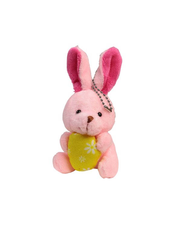 Easter Plush Bunny Keychain,Bunny Keychain, Plush Bunny Holding Easter Eggs, Easter Party Gift, Bag Charm, Easter Basket Stuffers, Easter Decor, with Easter Eggs, Pink.