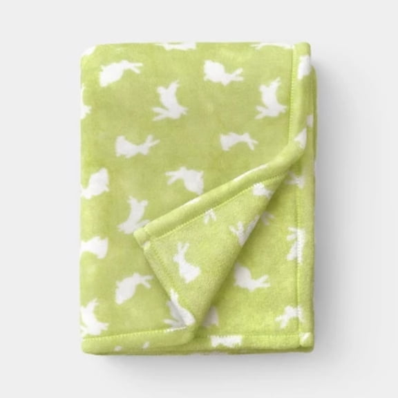 Easter Plush Bunny Printed Throw Blanket Green/Ivory