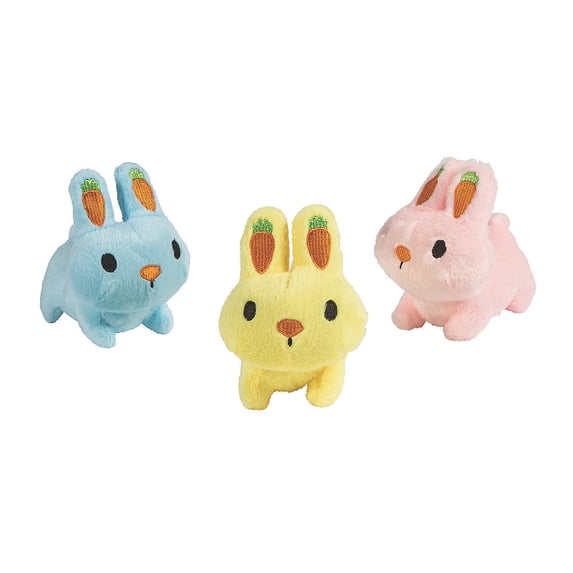Easter Plush Bunny W Carrot Ears - Party Favors - 12 Pieces