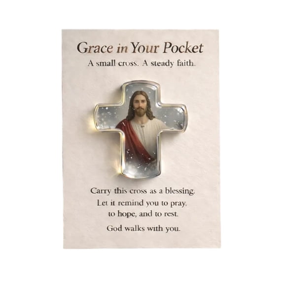 Easter Pocket Cross Gift, Blessing Crystal Cross Pocket Hug With Cards, Acrylic Cross Shaped Figurine Charm Christian Religious Gifts for Friends Family