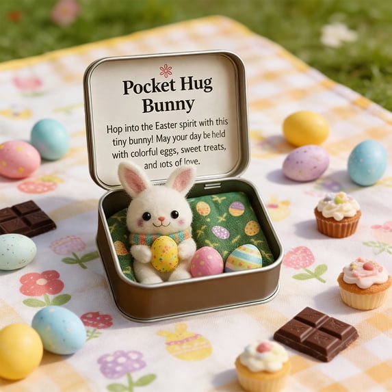 Easter Pocket Hug Box - Small Gift Box for Candy, Notes, and Easter Party Favor, Decorative Container