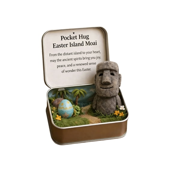 Easter Pocket Hug Box – Soft Wool Bunny Mini Gift Box for Tabletop Decoration – Cute Ornament for Easter Basket Fillers, Gifting, or Home Décor