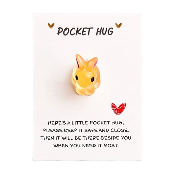 Easter Pocket Hug Bunny Card - 2.16in Inspirational Encouragement Gift, Cute Desktop Decor with Affectionate Messages