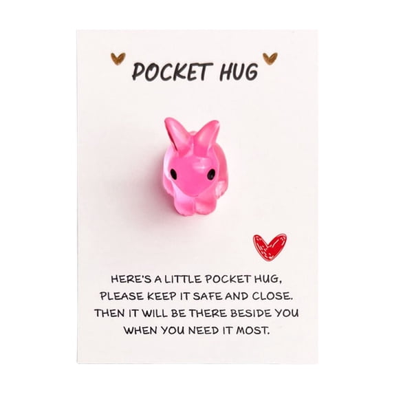 Easter Pocket Hug Bunny Card - 2.16in Inspirational Encouragement Gift, Cute Desktop Decor with Affectionate Messages