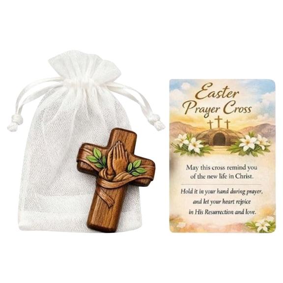Easter Pocket Hug Card with Dachshund Design & Prayer Cross  Religious Comfort Gift for Loved Ones, 4.5"x3.5" Folded Card
