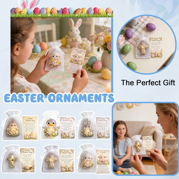 Easter Pocket Hug Decoration With Lamb Design, Festive Greeting Card With Raised "S" Detail And Animal Theme, Suitable For Holiday Gifts, Home Table/Wall Display, Window/Entrance