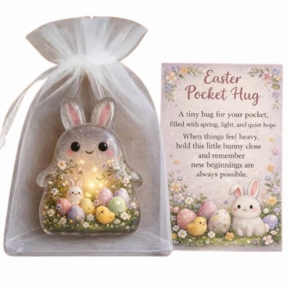 Easter Pocket Hug, Easter Bunny Pocket Hugs with Prayer Card Basket Stuffers Easter Gifts (Bunny)