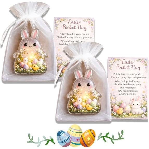 Easter Pocket Hug, Easter Bunny Pocket Hugs with Prayer Card, Emotional Support Bunny, EasterDay Basket Stuffers Gift for Friends, Family