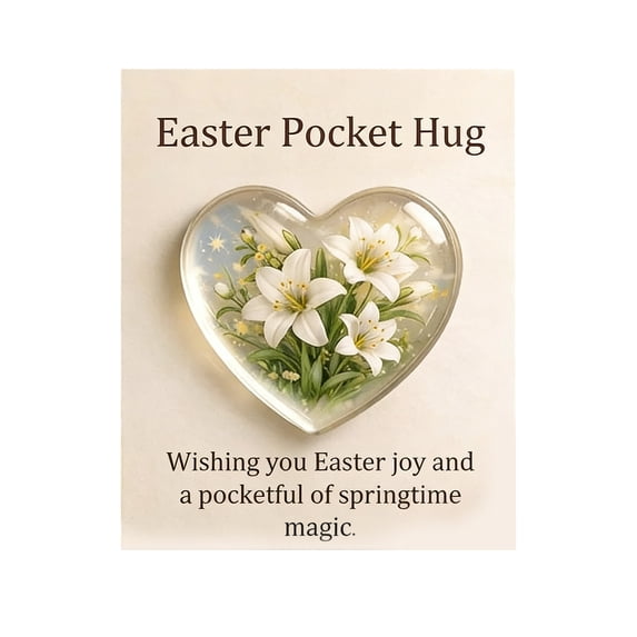 Easter Pocket Hug Heart Token with Greeting Card - Individual Variations for Easter Gifts, Party Favors, and Spring Encouragement
