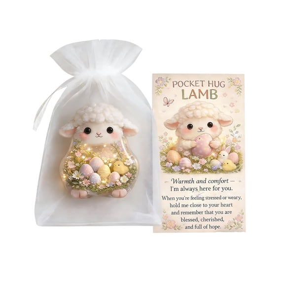 Easter Pocket Hug, Resin Mini Figurine Decoration for Easter Gifts, Handheld Hug Token with Cute Goat Design, Holiday Home and Office Display