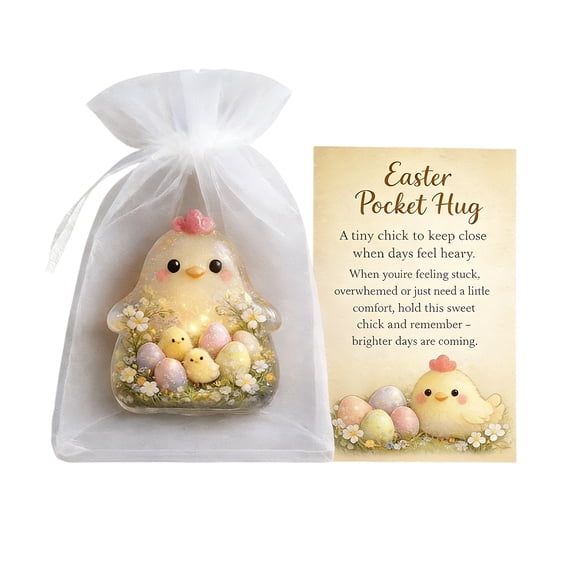 Easter Pocket Hug, Small Spring Bunny Token Gift, Bunny Hugs, Inspirational Keepsake for Hope & Comfort, Cute Basket Stuffer for Adults, Celebrations(B)