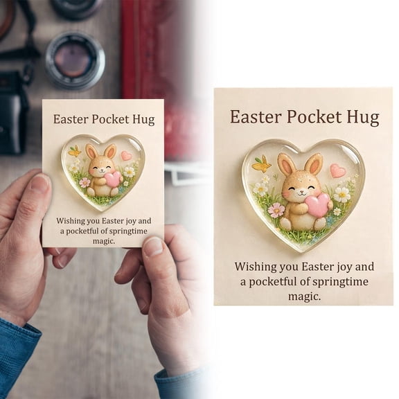 Easter Pocket Hug Token - Pocket Hug Bunny A Little Pocket Hug, Pocket Hug Cards Holiday Pocket Hugs, Small Gift Idea Mini Pocket Hug Card(1pc)