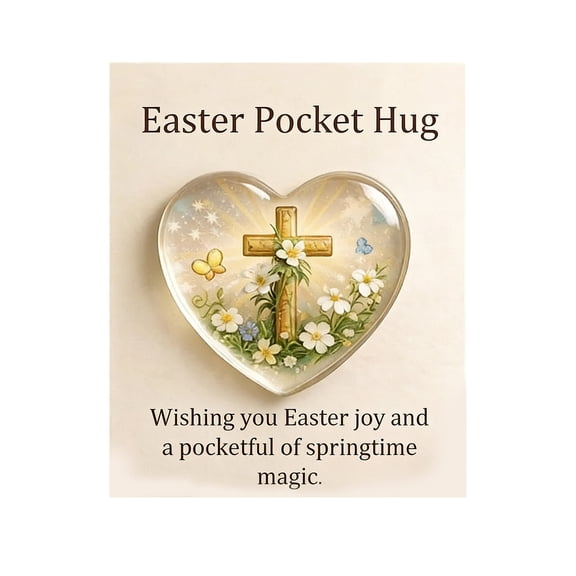 Easter Pocket Hugs Heart Gifts with Bunny Eggs and Lilies Mini Inspirational Pocket Hug with Greeting Card Easter Thank You Gift for Women Men