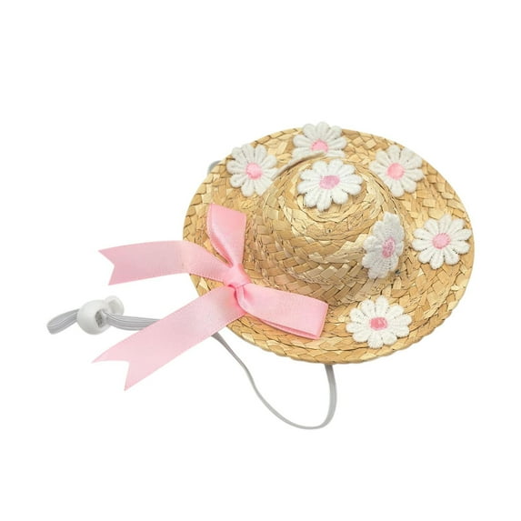Easter Porch Decor with Big White Summer Grass Hat and Flower Accents – Versatile Garden Costume for Holiday Celebrations and Home Decoration
