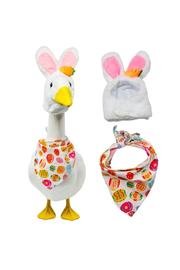Easter Porch Goose Costume Set, Festive Outfit for 23in Porch Geese - Colorful Spring Design to Dress Up Outdoor Figurines, Easy to Put On & Reusable for Easter Decor,1pc