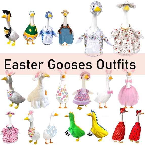 Easter Porch Outfit for Lawn Goose Statue, St Patricks Day Outdoor Patio and Yard Decoration, 23 Inch Goose Costume, Spring Seasonal Porch Goose Outfit, Fun Festive Display, HAODEJW