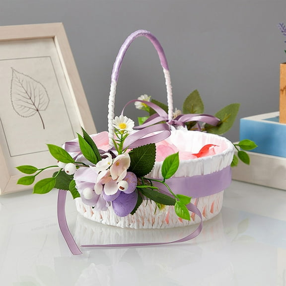 Easter Portable Flower Basket, Wedding Bouquet Toss Decor, Handheld Ceremony Accessory, Spring Event Decorative Carryall