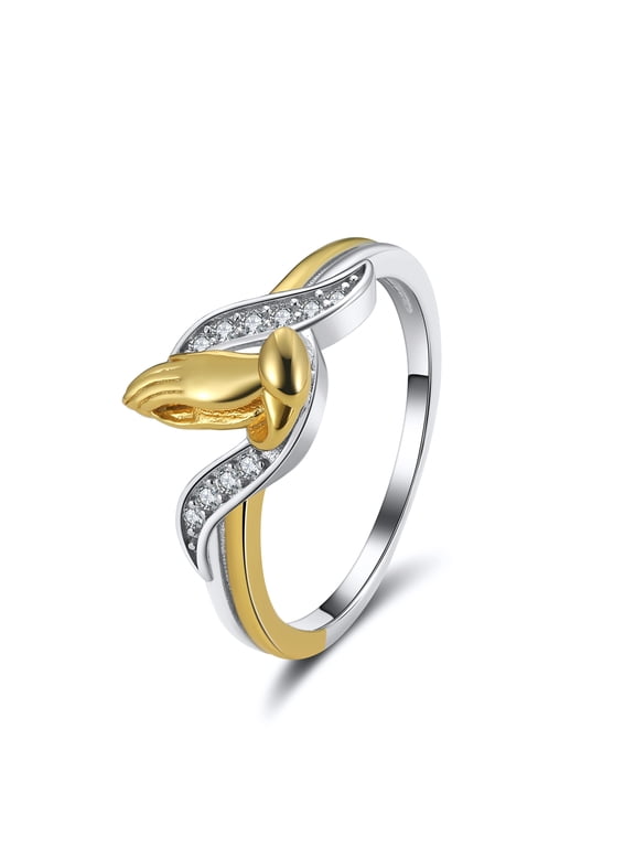 Easter Praying Hands Prayer Ring Religious Gold Plated Sterling Silver Cz Women Ginger Lyne