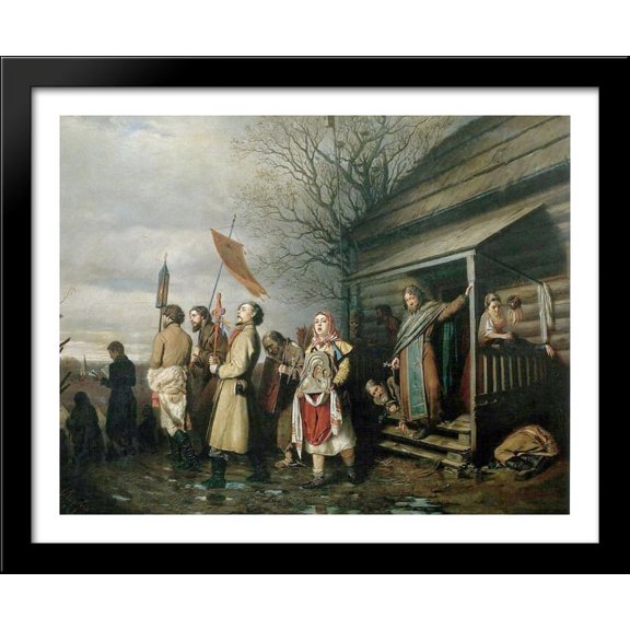 Easter Procession in a Village 34x28 Large Black Wood Framed Print Art by Vasily Perov