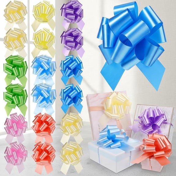 Easter Pull Bows, Large Gift Wrapping Bows for Gift Basket Bag Box Assorted Birthday Wedding Wrapping Decoration Supplies