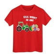 thumbnail image 1 of Easter Pulloverr T Shirt for Kids Girls Eggs Bunny Outfits Digging Tractor Short Sleeve Unisex Round Neck Fashion Wearing Breathable Trendy Clothes #Z25 Red 12-13 Years, 1 of 4