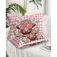 thumbnail image 1 of Easter Queen Pillow Cases Set of 2 - Microfiber Bed Throw Pillow Covers, Cartoon Cute Rabbit Cow Carrots Pink Buffalo Plaid Decorative Lumbar Pillow Cover with Envelope Closure for Sofa 20"x30", 1 of 6