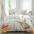 thumbnail image 1 of Easter Queen Size Comforter Set, Cute Rabbit Flower Plant Eucalyptus Leaves Green Plaid Bedding for All Seasons, 4 Pcs Bed Set, 1Quiltcover (90"x92") ,1Sheet(94"x116"), 2Pillowcases (30"x20"), 1 of 9