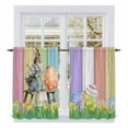 thumbnail image 1 of Easter Rabbbits Kitchen Curtains 45 Inch Length, Eggs Spring Floral Grass Colorful Wooden Tiers Curtains for Bathroom Bedroom Cafe, Light Filtering Small Window Treatment Drapes 2 Panels 42"Wx45"L, 1 of 8