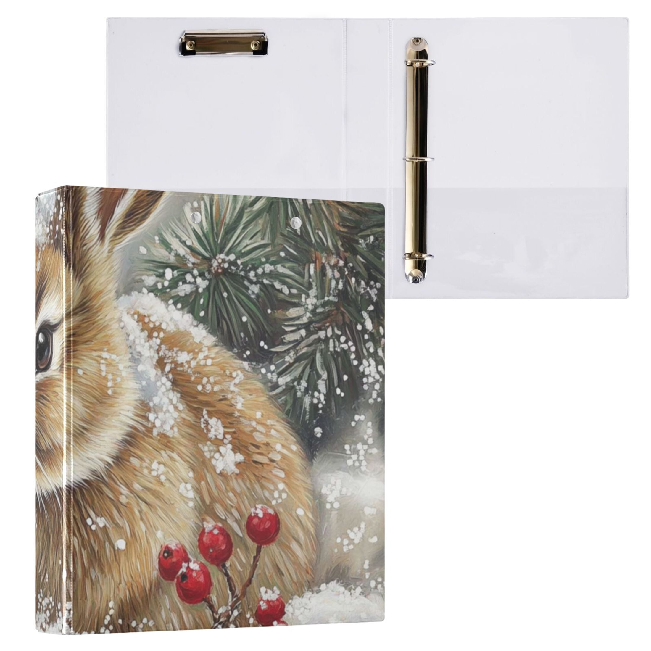 Easter Rabbit 3 Ring Binders 1.5 inch Hardcover File Folders with Interior Pockets A4 Size Organizer for School Office Hospital