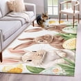 thumbnail image 1 of Easter Rabbit Area Rugs 4x6 ft Watercolor Green Yellow Eggs Spring Yellow Floral Leaf Washable Rug Non Slip Indoor Carpet Absorbent Floor Mat for Living Room Bedroom Dining Room, 1 of 1