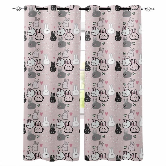 Easter Rabbit Blackout Curtains for Bedroom/Living Room, Cartoon Cute ...