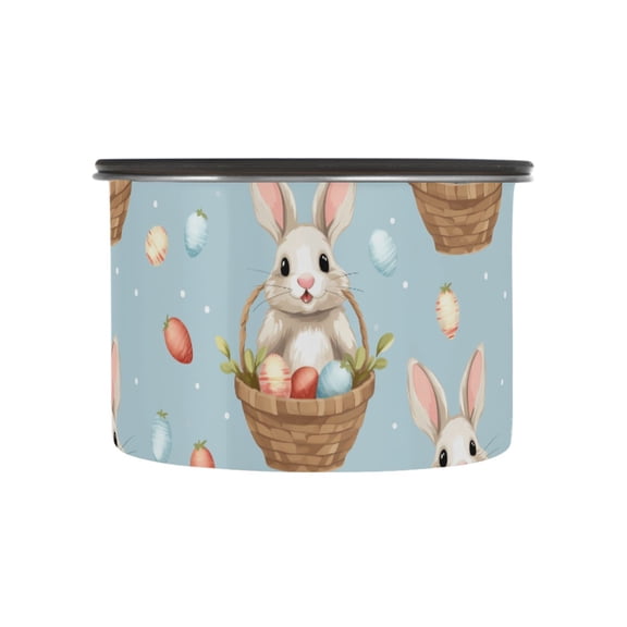 Easter Rabbit Bunny Airtight Coffee Bean Canister 17oz Food Storage Containers with Lids For Gournd, Tea, Sugar, Flour, Rice, Cereal, Candy Cookie Jar
