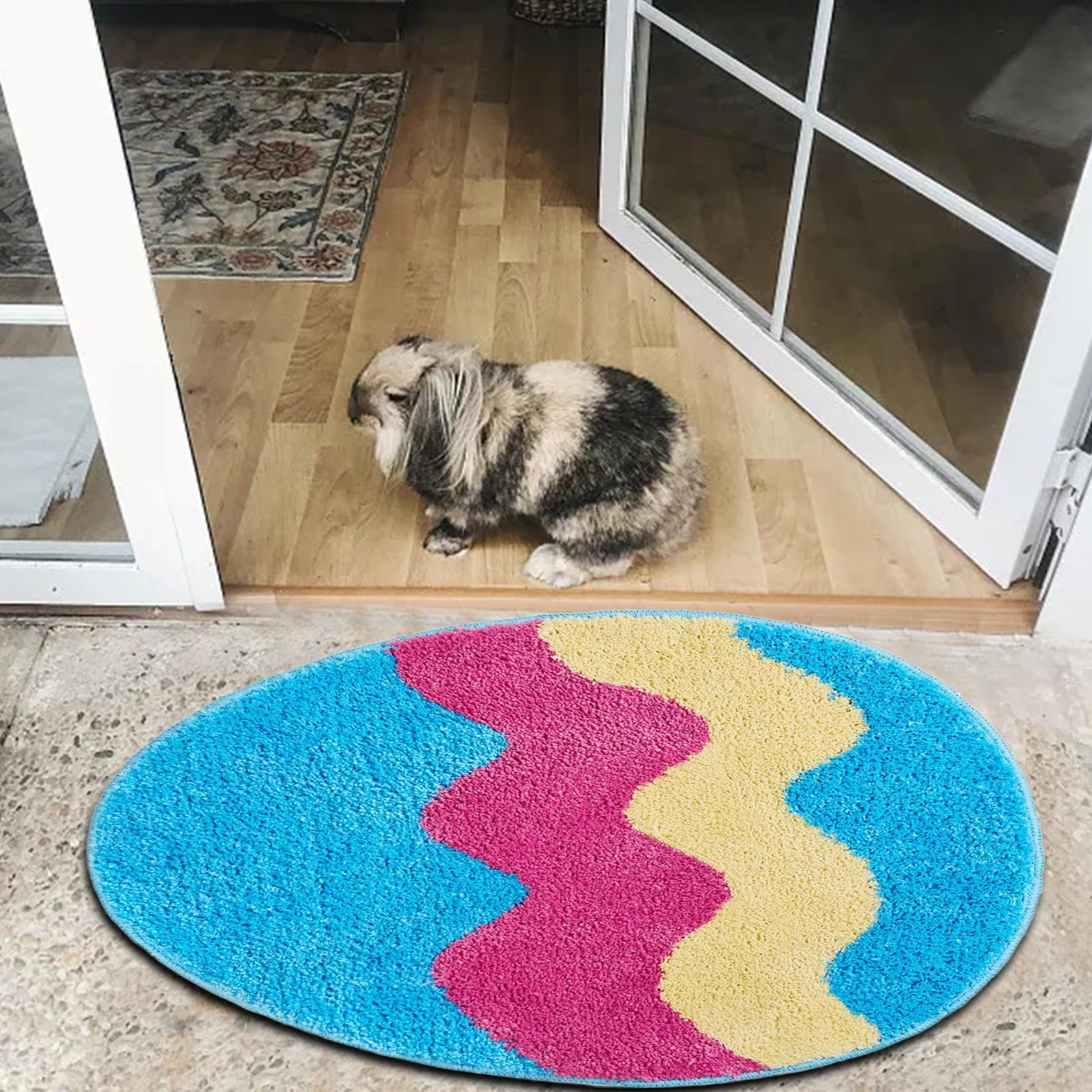 Easter Rabbit Bunny Eggshell Shaped Bunny Rug 21X29"/19X25'' Non Slip