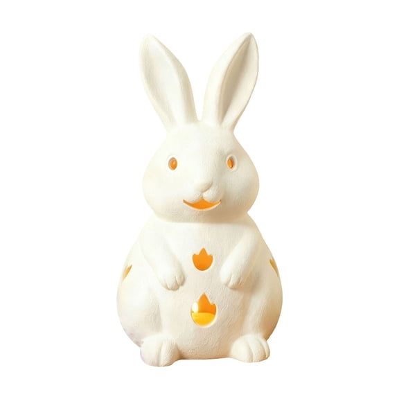 Easter Rabbit Candle Holder, Hollowed Resin Bunny Statue, 7 in, Cute Spring Tealight Holder, Rustic Easter Home Decor, Festive Table Accent, for Indoor Yard Door Table Corner Party