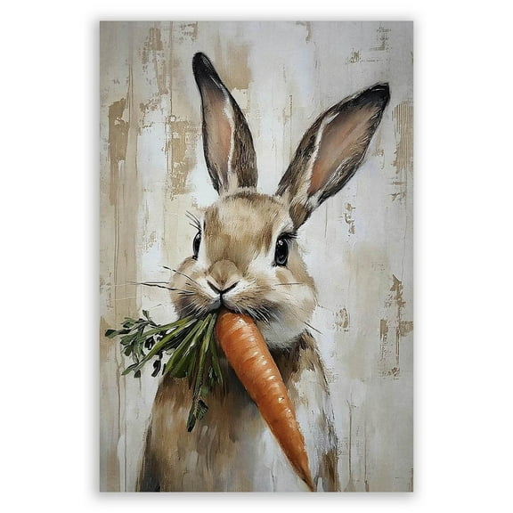 Easter Rabbit Carrot Poster - 12''x16'' Unframed Wall Art,Spring Decor,Canvas Print