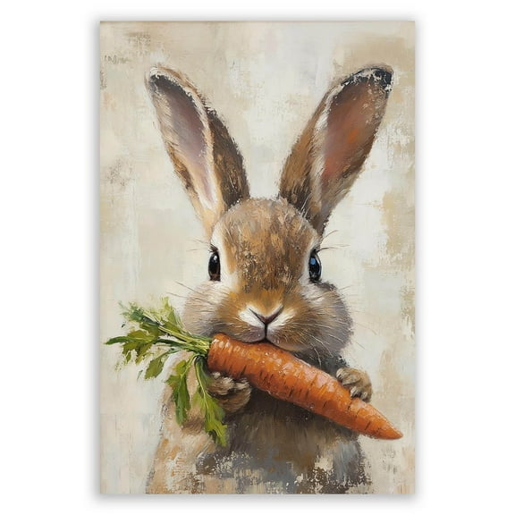 Easter Rabbit Carrot Poster - 12''x16'' Unframed Wall Art,Spring Decor,Canvas Print