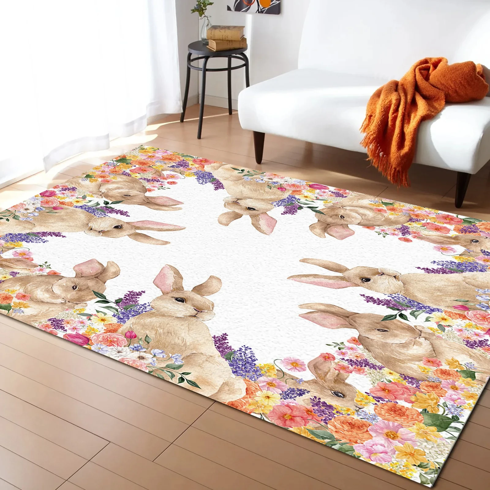 Easter Rabbit Cherry Blossom Carpet for Living Room Home r Room Bedroom ...
