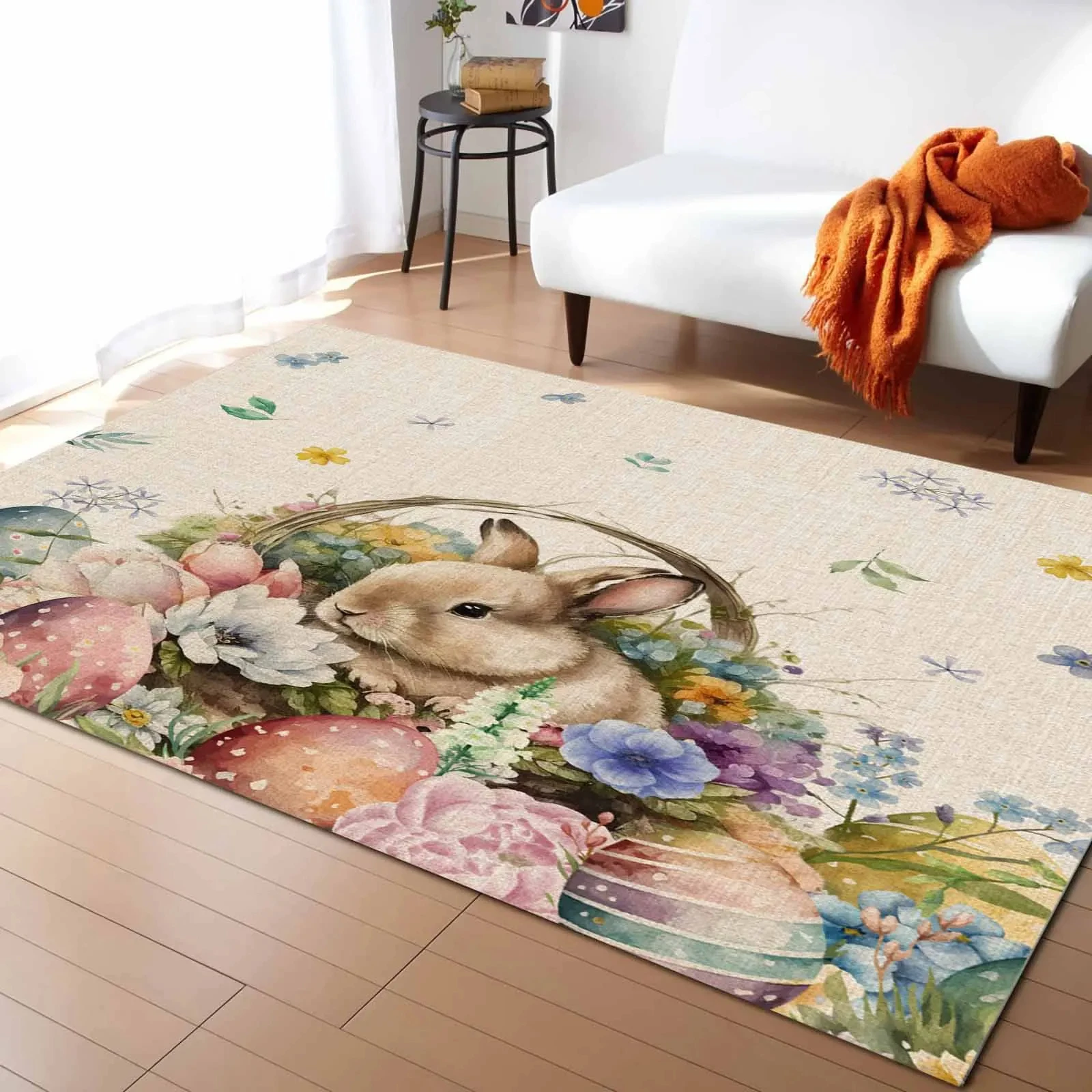 Easter Rabbit Cherry Blossom Carpet for Living Room Home r Room Bedroom ...