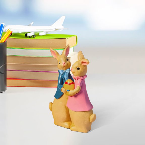 Easter Rabbit Decor Adorable Bunny with Egg 15CM for Living Room Entryway Bedroom Table Decor