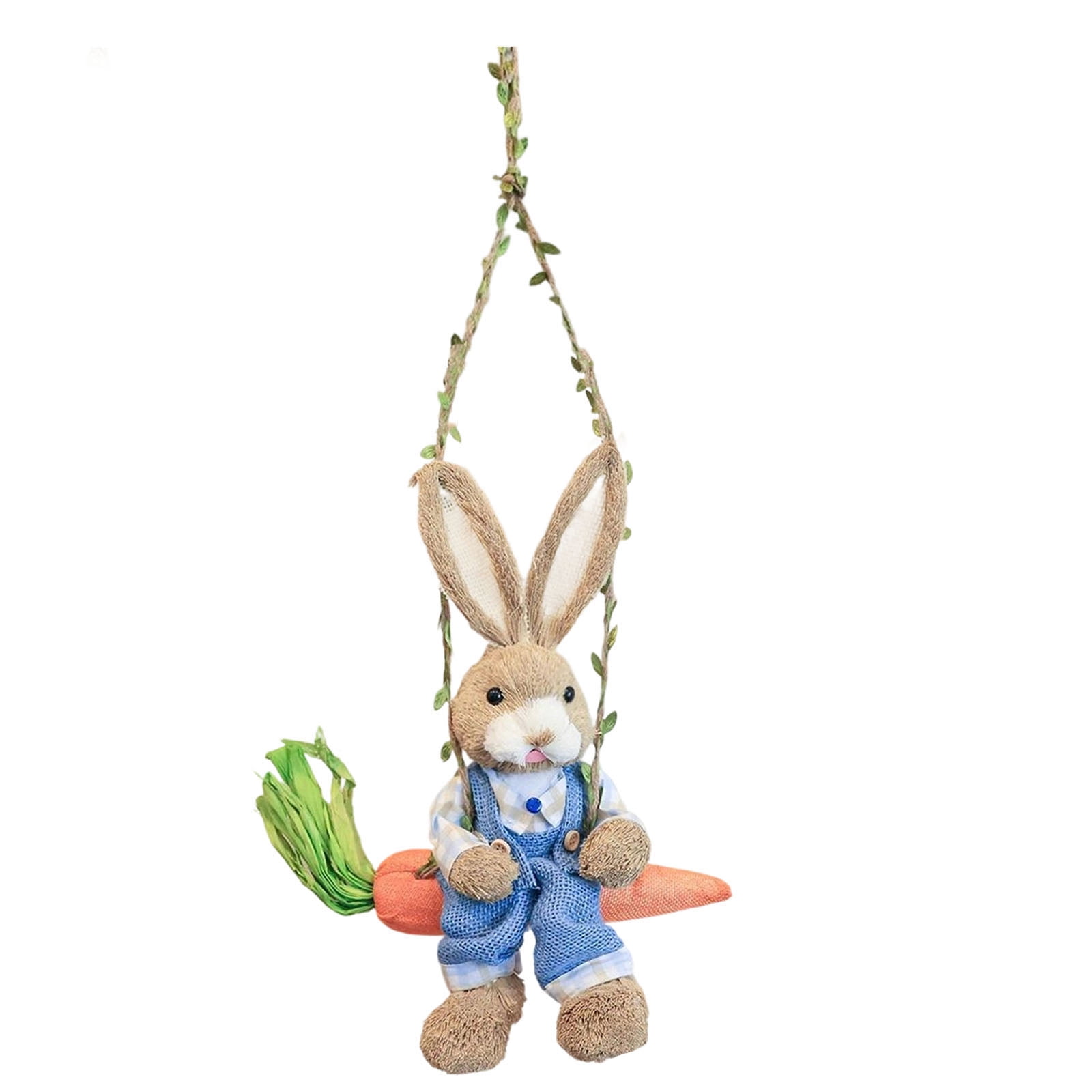 Easter Rabbit Decor – Handmade Straw Swing Figurine for Holiday ...